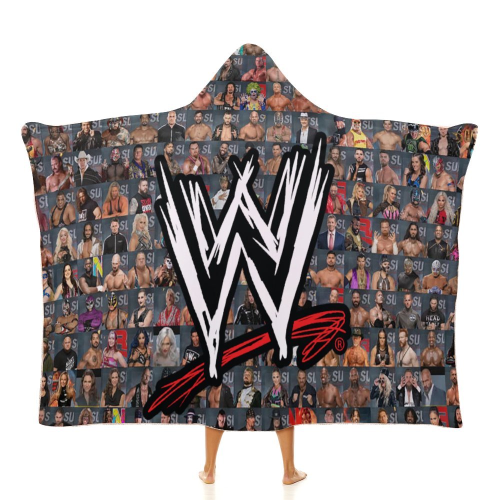 WWE Hooded Blanket Poncho, Wearable Hooded Blanket Cozy Soft Warm Plush Fleece Blanket for Adult Women Men